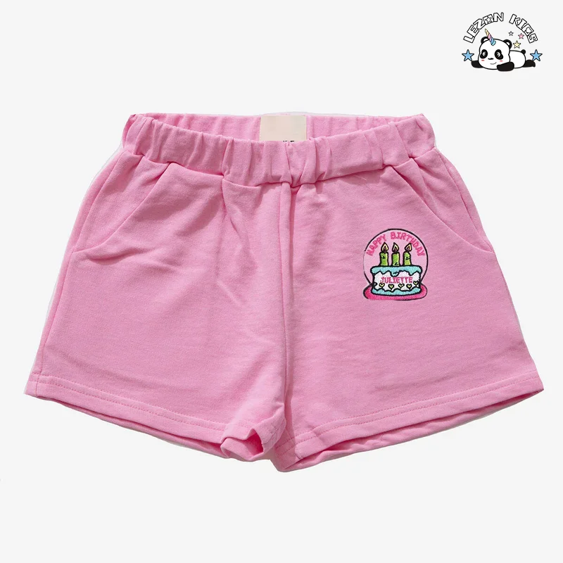 LEZONKIDS - Novo Produto Conjunto de Roupas de Verão para Meninas com Impressão de Bolo e Velas para 1 a 7 Anos